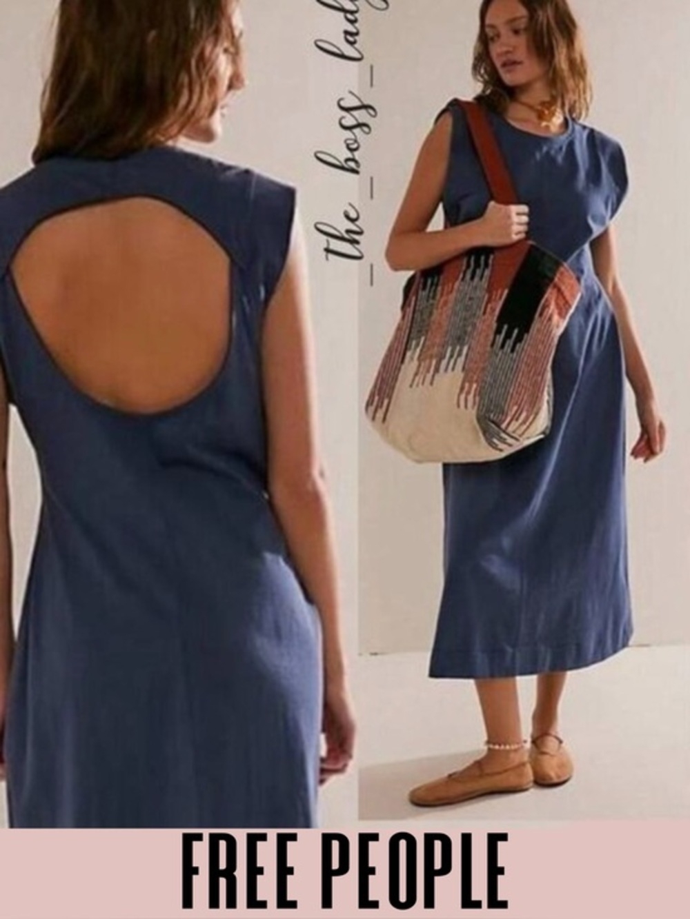 Free People dress maxi cotton cutout pleated